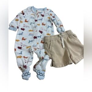 Chick Pea onesie sleeper 0-3 months, Gap pull on shorts 3 months